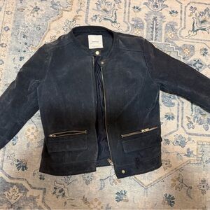 Mango Blue Suede Moto Jacket